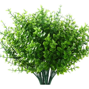 Skyseen 2pcs Artificial Greenery Plants Fake Plastic Boxwood Branch Shrubs Stems for Home Wedding Courtyard Indoor and Outdoor Decoration 